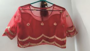 Ruffle saree with stitched blouse