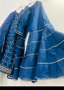 Elegant Blue Embroidered Kurta Set totally new