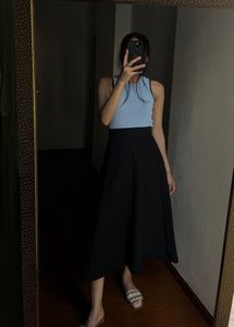 Black Jacquard A-Line MIDI Skirt