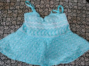 Cute Blue Embroidered Top🩵🤍
