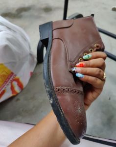 Imported Brown Brogue Lace-Up Ankle Boots