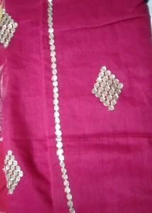 Dark Pink Saree Embellished Fabric