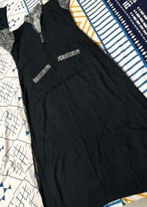 Women Black Printed Viscose Casual Kurta
