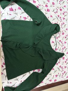 Green Ruffle Top