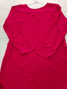 Dark Pink ( Rani)Embroidered Kurta looks Pretty