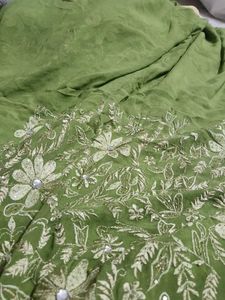 Green Embroidery Saree 🥻