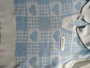 Blue Gingham Heart Sweater Top