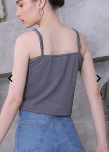 Cute Gray Tie-Front Cami Top