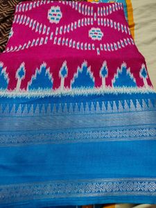 Pink & Blue Mangalagiri Handloom Silk Saree