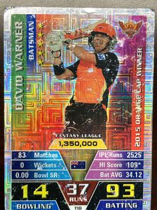 David Warner Cricket attax Silver card