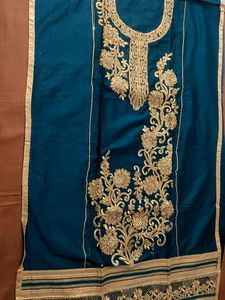 Teal Embroidered Salwar Suit Material