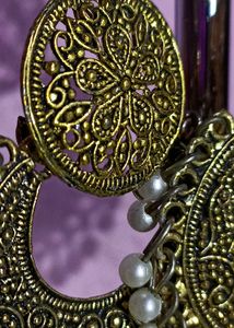 Gold Oxidized Chandbali.
