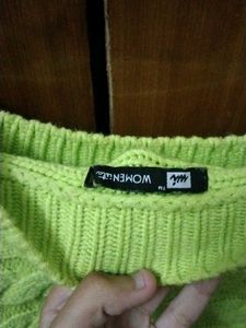 Green Fringe Knit Sweater