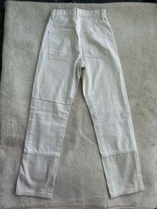 Beige Straight Leg Jeans