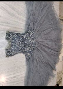 Grey Embellished Party Gown