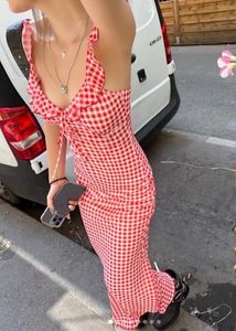 Red Gingham Ruffle Dress