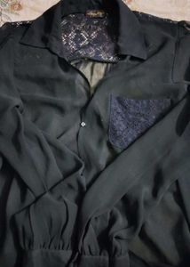 Sheer Black Lace Accent Blouse