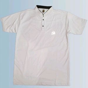 Men Solid Polo Neck Chinese Collar T-shirt