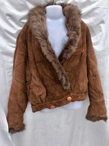 Vintage Imported Fur Collar Brown Jacket