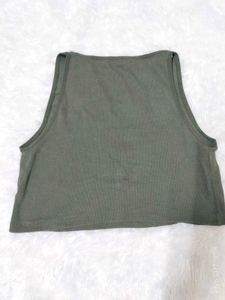 Olive Green Cropped Tank Top
