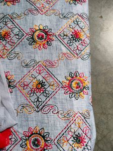 Unstitched Cotton Kurta Set Material With Dupatta