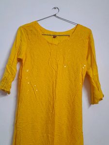 Bright Yellow Kurti For Women.