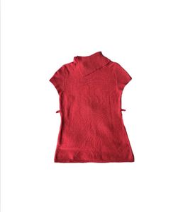 Red Knit Top with Buttons