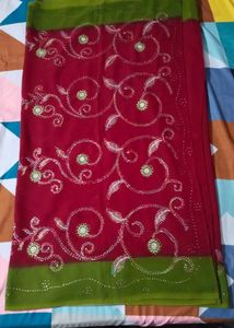 Women Beautiful Maroon Sareewith Blouse