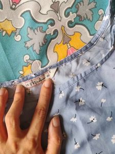 Greyish Blue Printed Kurta