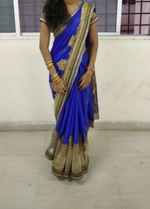 Elegant Blue &amp; Gold Saree