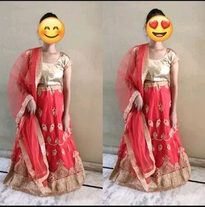 Net Embroidered Lehenga With Choli & Duptta