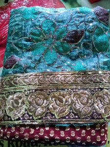 Emerald Green Floral Sequin Scarf