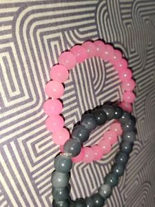 PINK AND GREY MATCHING BRACELETS (MATTE CRYSTAL)