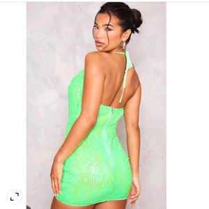 Pretty Little Thing Sequin Dress Short Green Party