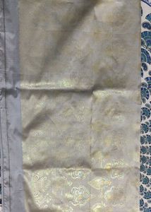 Gray Silk Blend Saree with Gold Accents