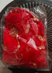 Red &amp; Gold Velvet Bride Chura Cover