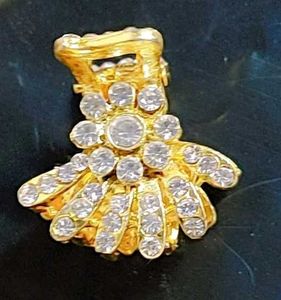 Gold & Rhinestone Hair Claw Clip