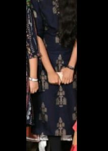 MORPANKH Navy Blue With Gold Design KURTHI - XS