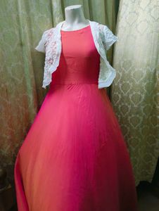 Elegant Pink Dress with Shrug