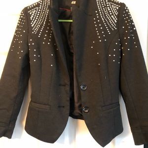 H&amp;M fitted Stylish Embellished Black Blazer