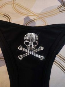 Gothic/alt Skull Rhinestone Thong