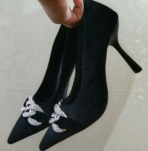 M&amp;S Black Suede Heels with Chain Detail