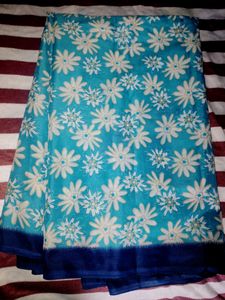 Sky Blue And White Printed Saree 💙🤍