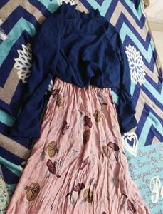 Floral Dress with Navy Cardigan
