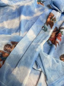Angel Print Mesh Top