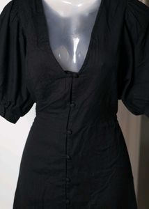 Black Puff Sleeve Mini Dress