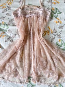 🩷 Sheer Pink Lace Dress-Top