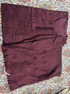 Brown Embroidered Kurta Set With Dupatta | 5XL