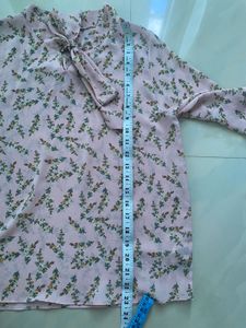 Floral Print Tie Neck Blouse