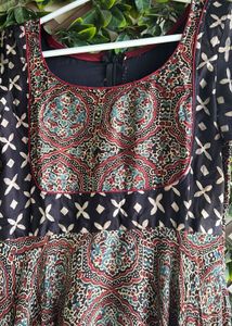 Black Ajrakh Print Anarkali Gown